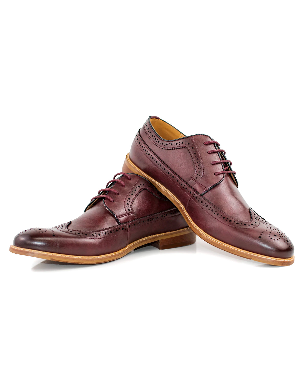 Wine Wingtip Lace-Up Derby Dress Shoes | Casual View | Dolce Vesta