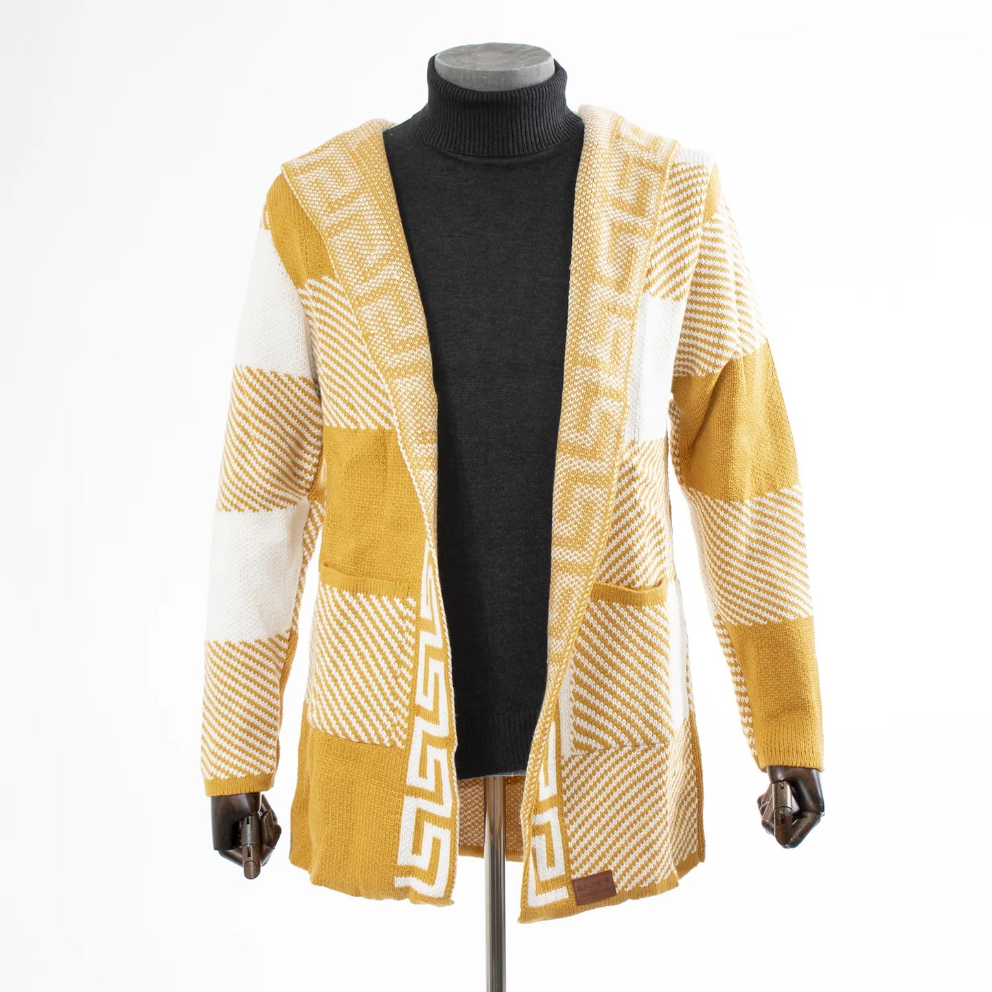 Gold Grecian Regular-Fit Hooded Cardigan