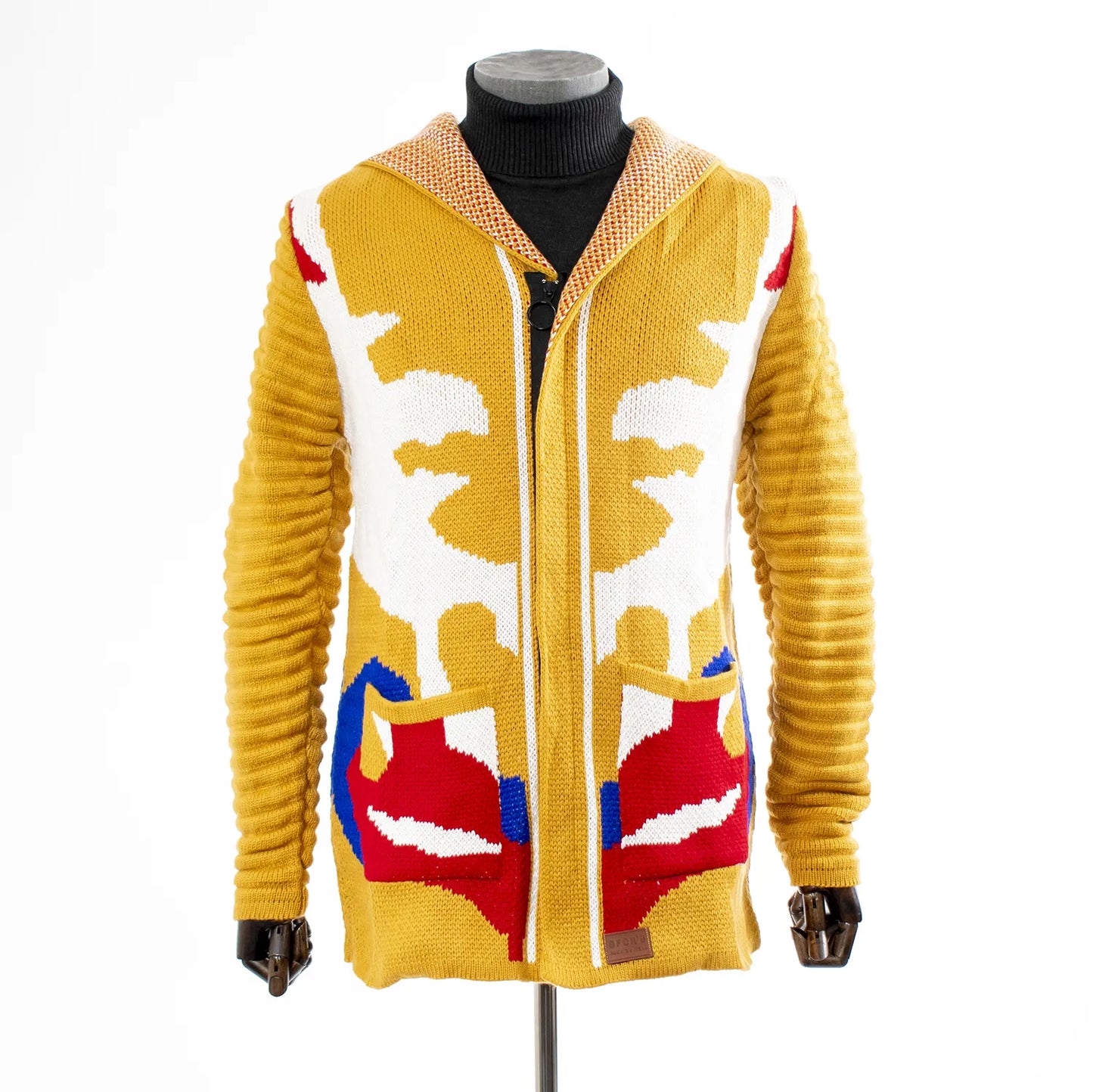 Gold Regular-Fit Zip-Up Cardigan Hooded Sweater