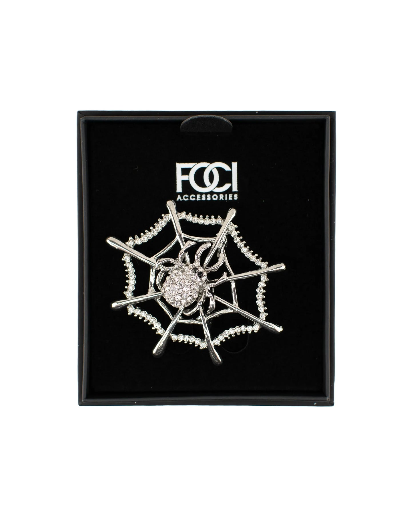 Crystal Web Spider Lapel Pin