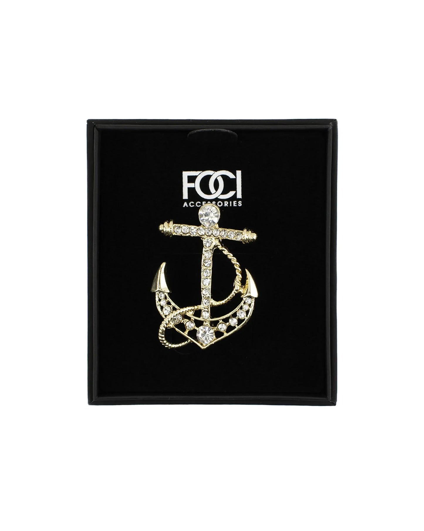 Crystal Anchor Lapel Pin