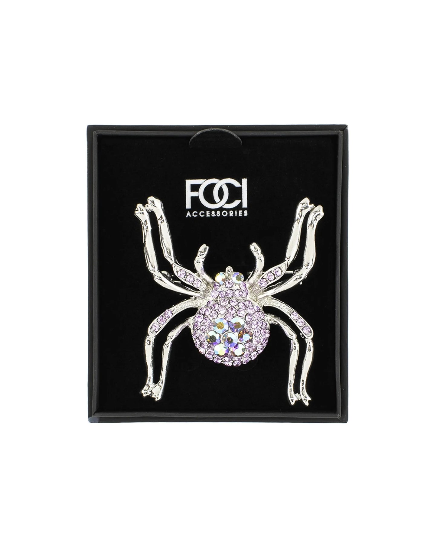 Large Pink Crystal Spider Lapel Pin