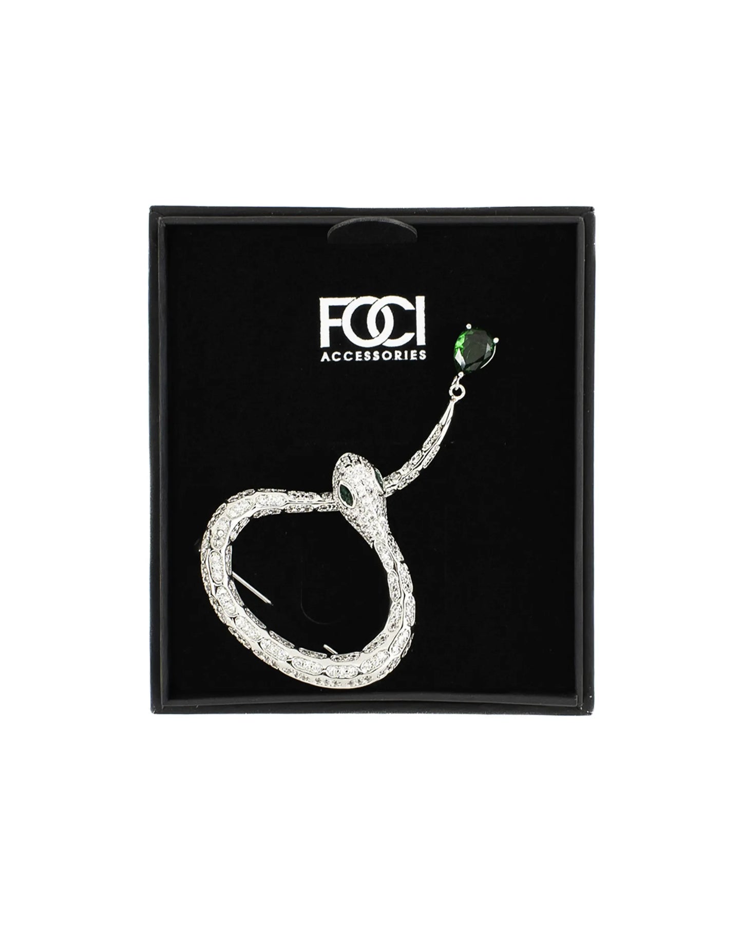 Green Crystal Serpent Lapel Pin