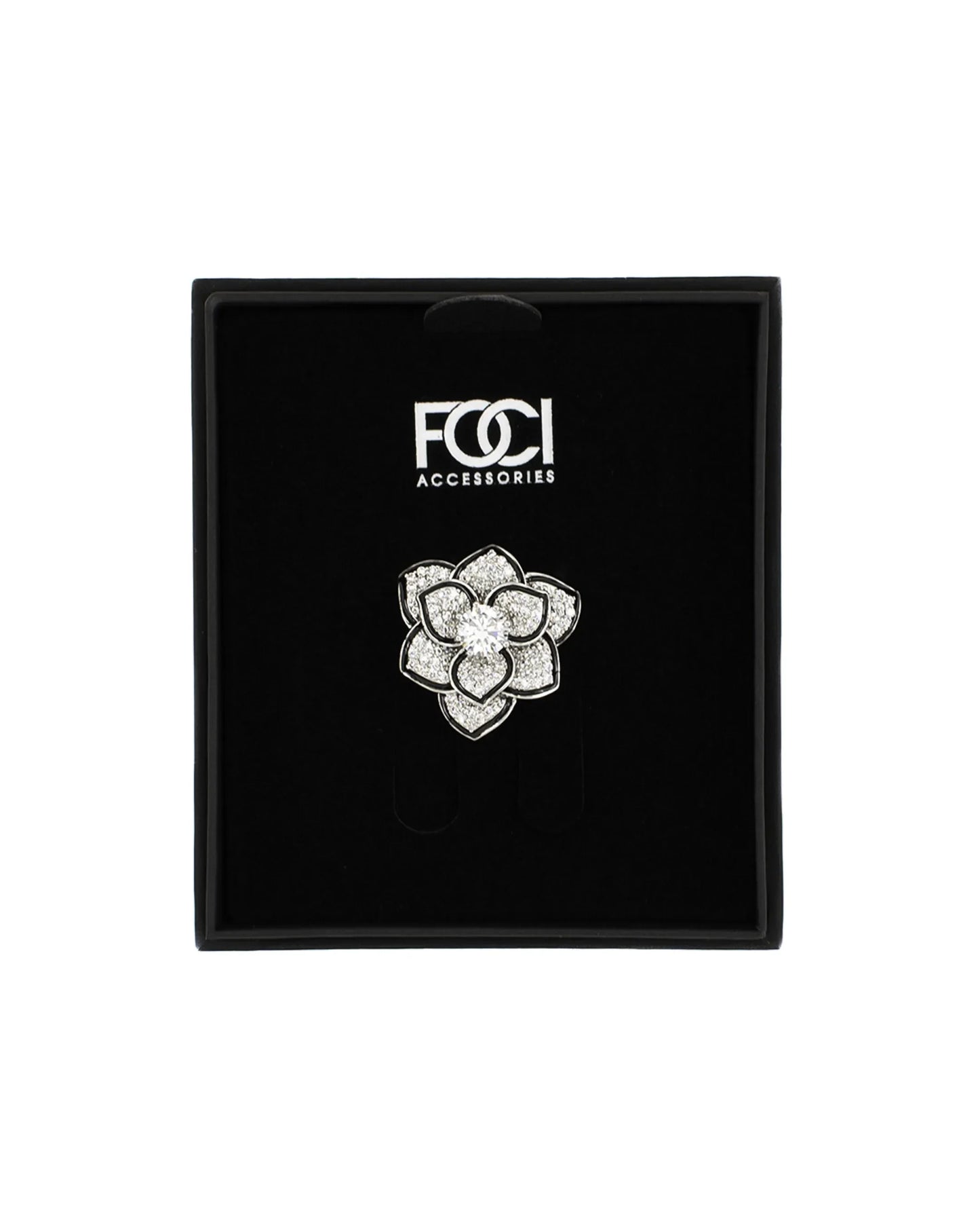Crystal Lotus Flower Lapel Pin