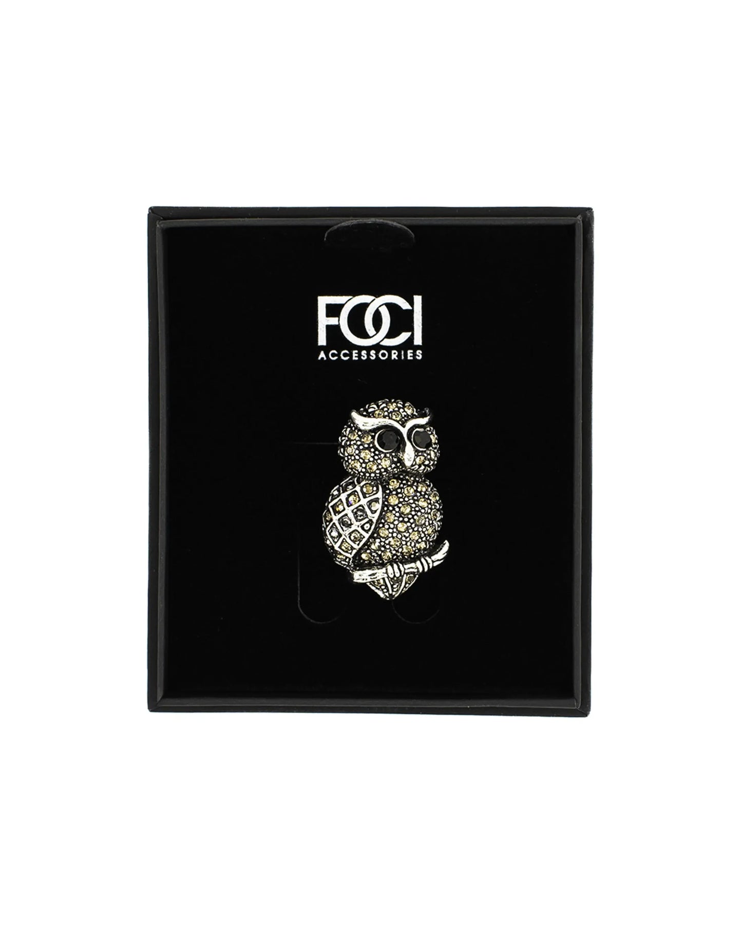 Crystal Owl Lapel Pin