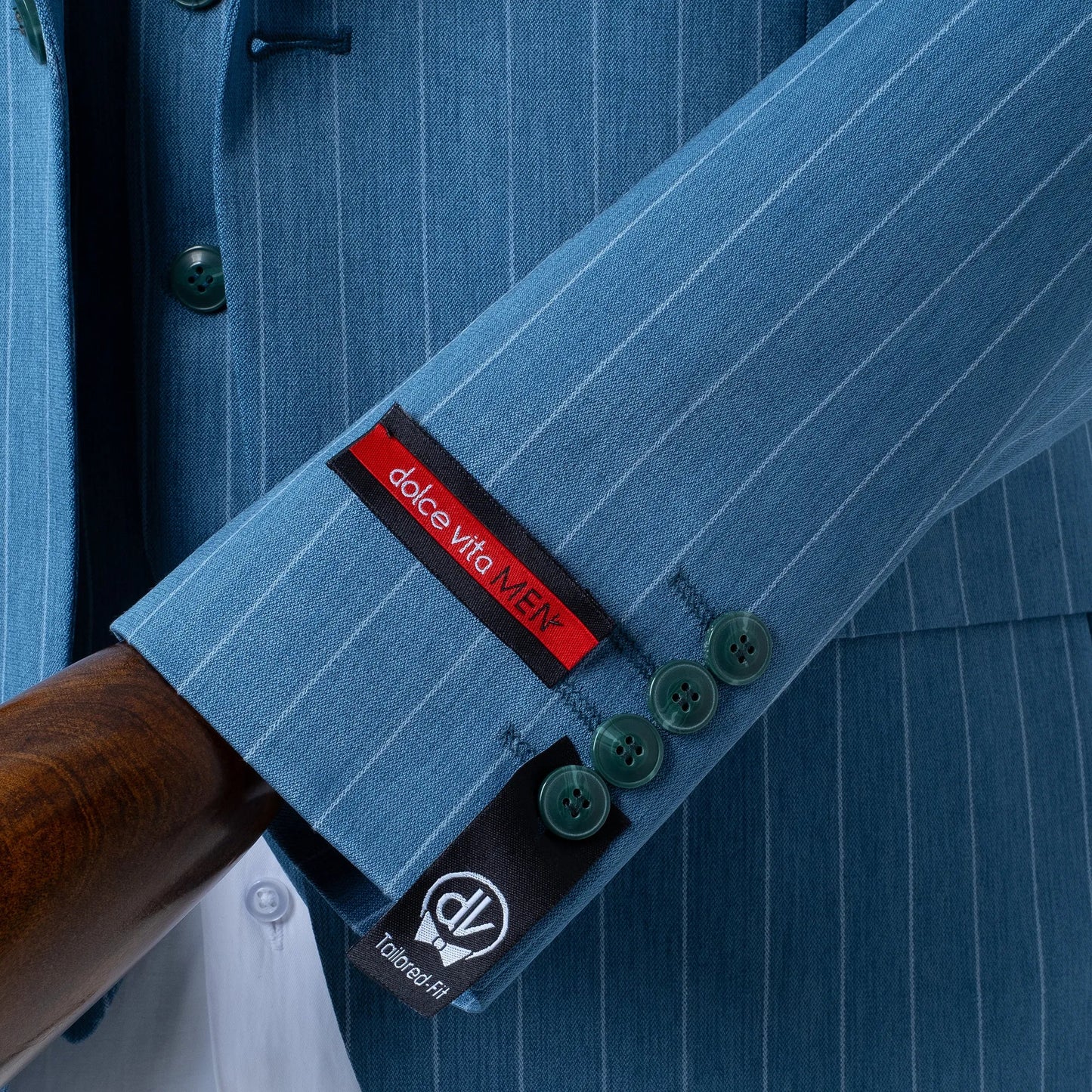 Chauncey | Turquoise Pinstripe 3-Piece Tailored-Fit Suit