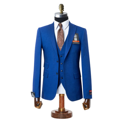Ezekial | Royal Blue Solid 3-Piece Tailored-Fit Suit