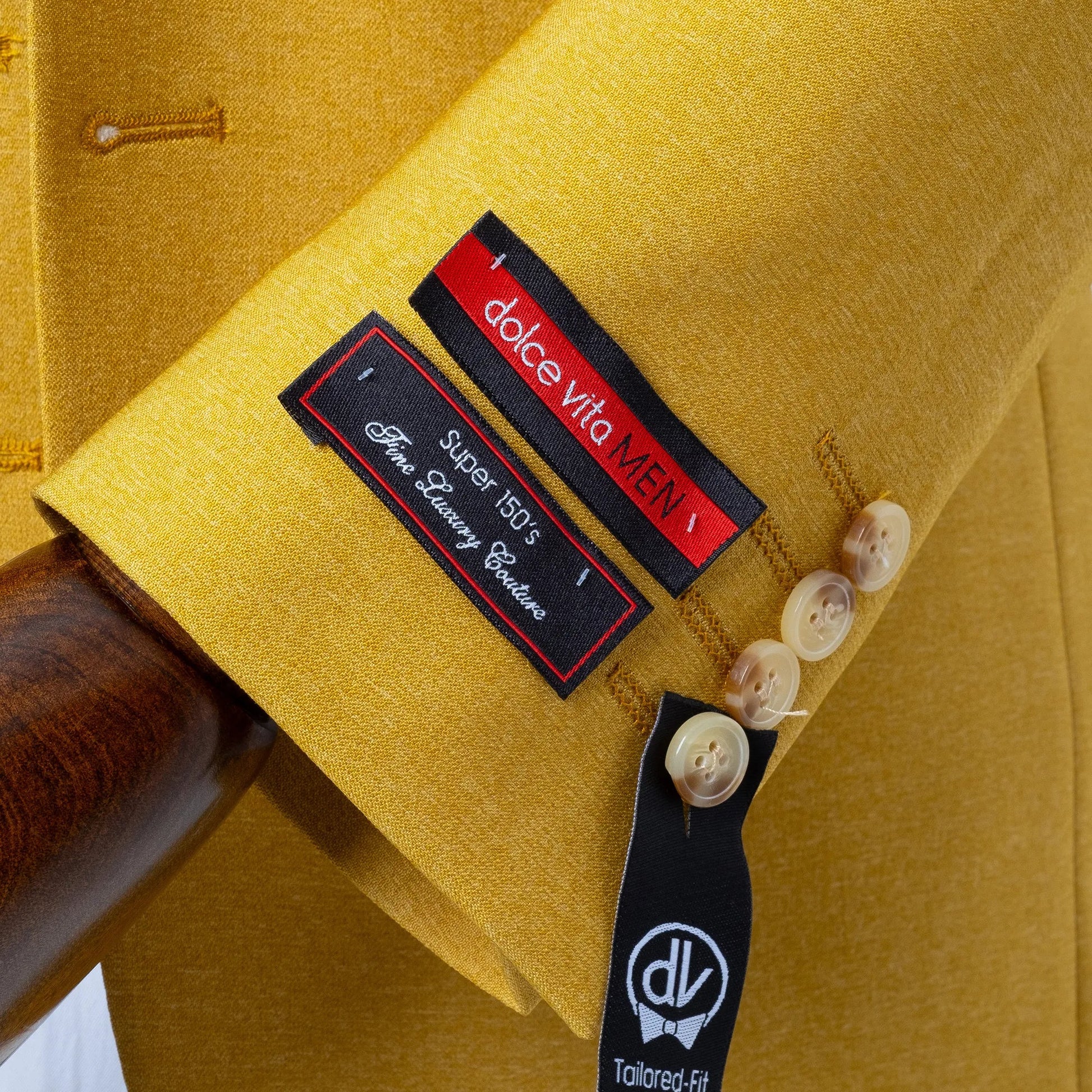 Ezekial | Gold Solid 3-Piece Tailored-Fit Suit