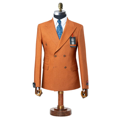 Dutch | Brown Double-Breasted 2-Piece Tailored-Fit Suit