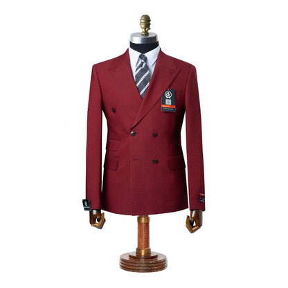 Dutch | Burgundy Double-Breasted 2-Piece Tailored-Fit Suit