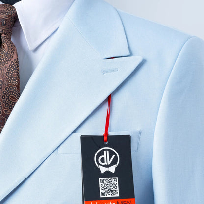 Dutch | Light Blue Double-Breasted 2-Piece Tailored-Fit Suit