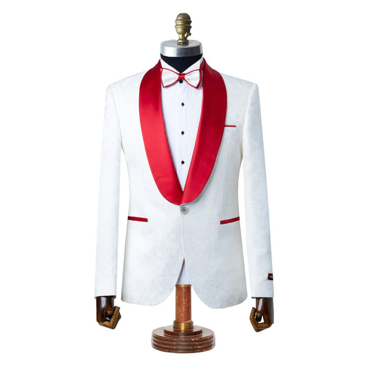 Carlo | White and Purple Satin 2-Piece Tailored-Fit Tuxedo