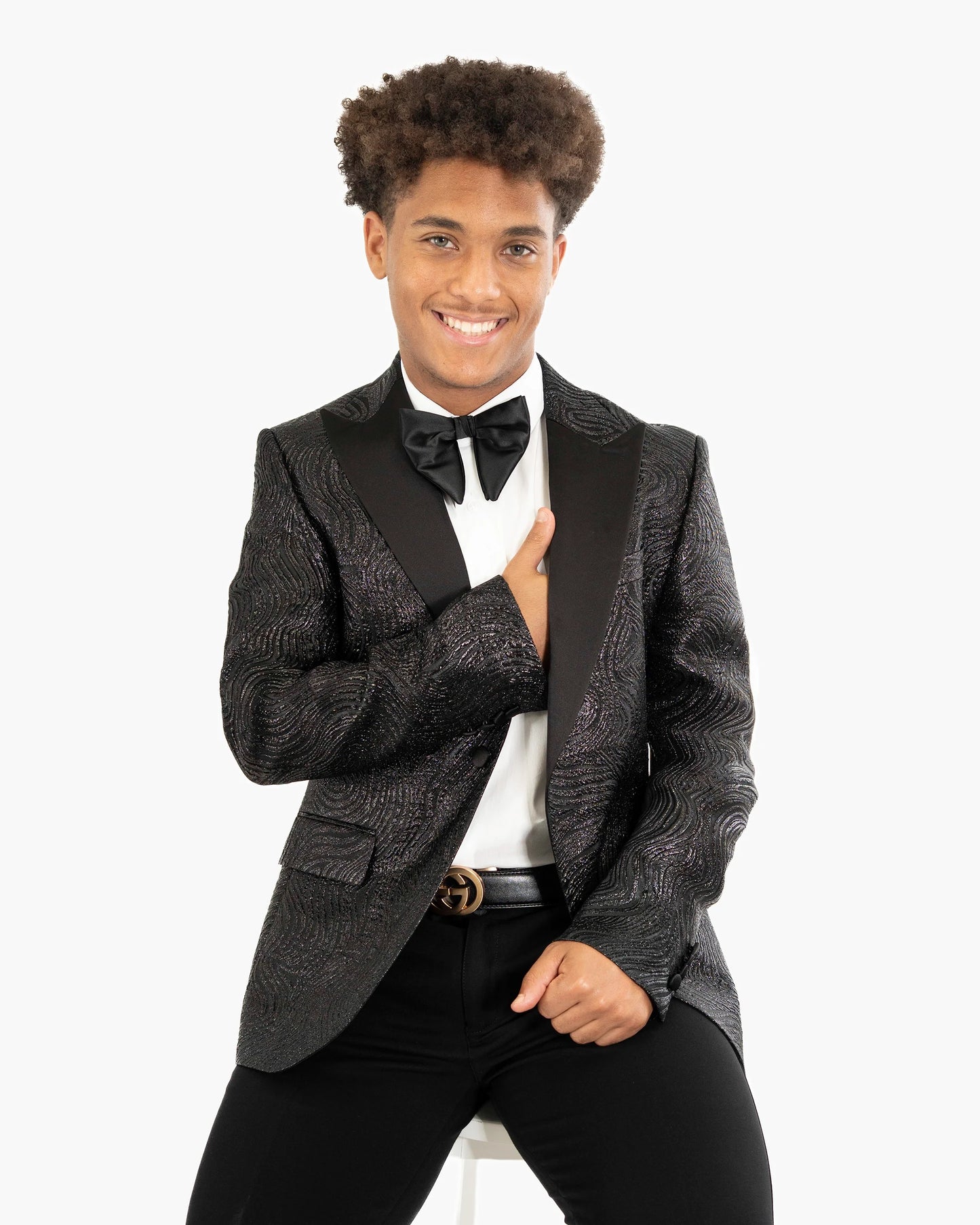 Orlando | Black Paisley Tailored-Fit Jacket