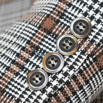 White And Brown Glen Plaid Slim-Fit 3-Piece Suit