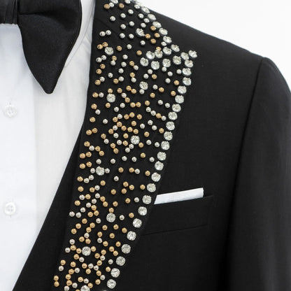 Black 3-Piece Slim-Fit Tuxedo with Gold and Silver Accents