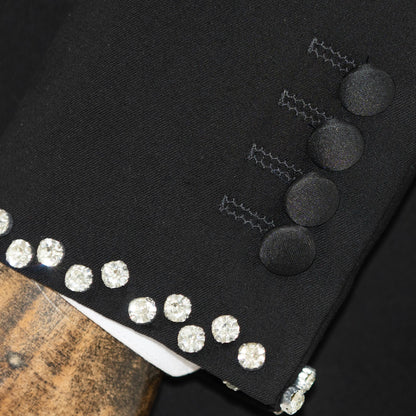 Black 3-Piece Slim-Fit Tuxedo with Silver Rhinestones