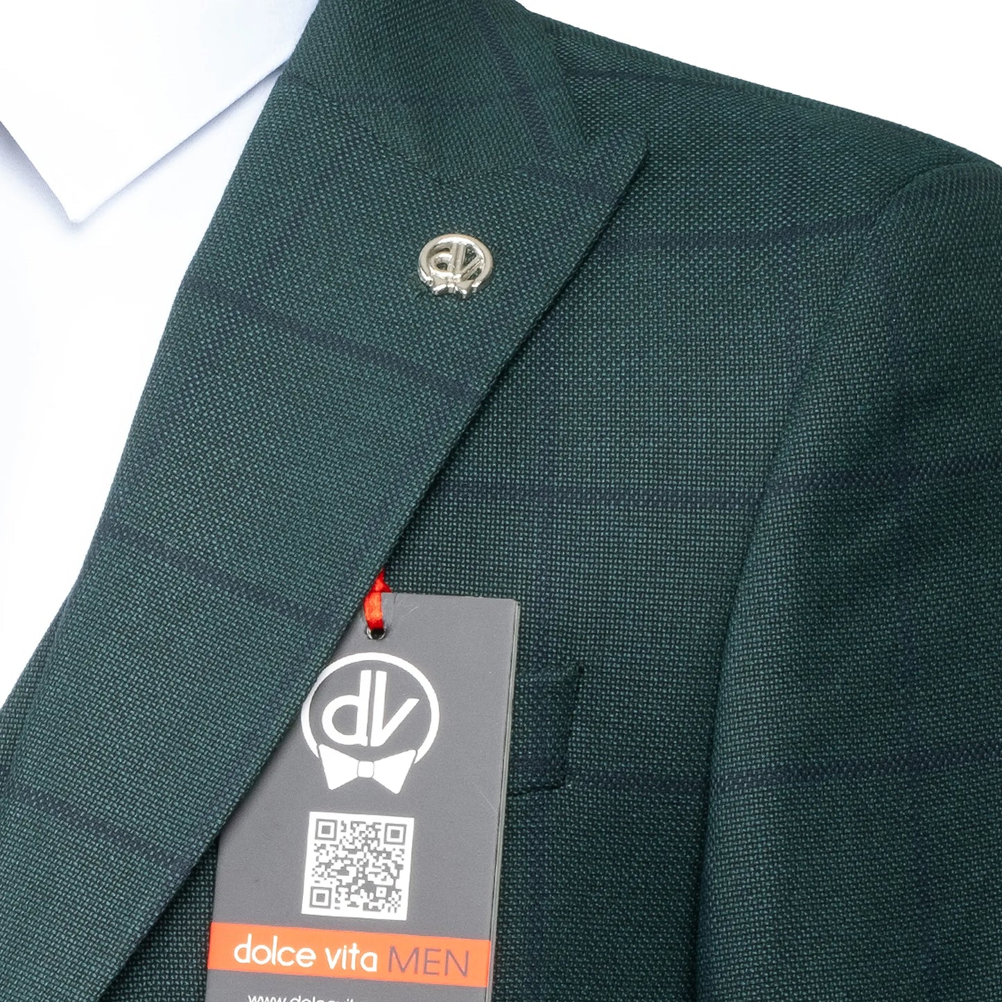 Roland | Dark Green Windowpane 3-Piece Tailored-Fit Suit