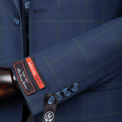 Roland | Dark Navy Windowpane 3-Piece Tailored-Fit Suit