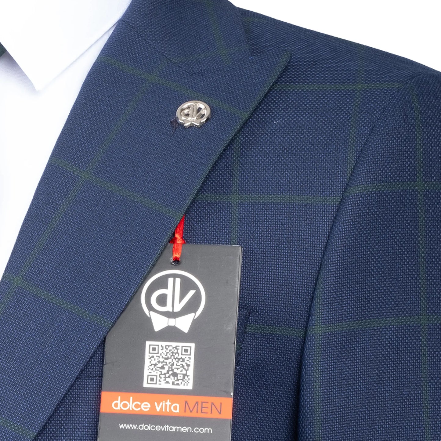 Roland | Dark Navy Windowpane 3-Piece Tailored-Fit Suit