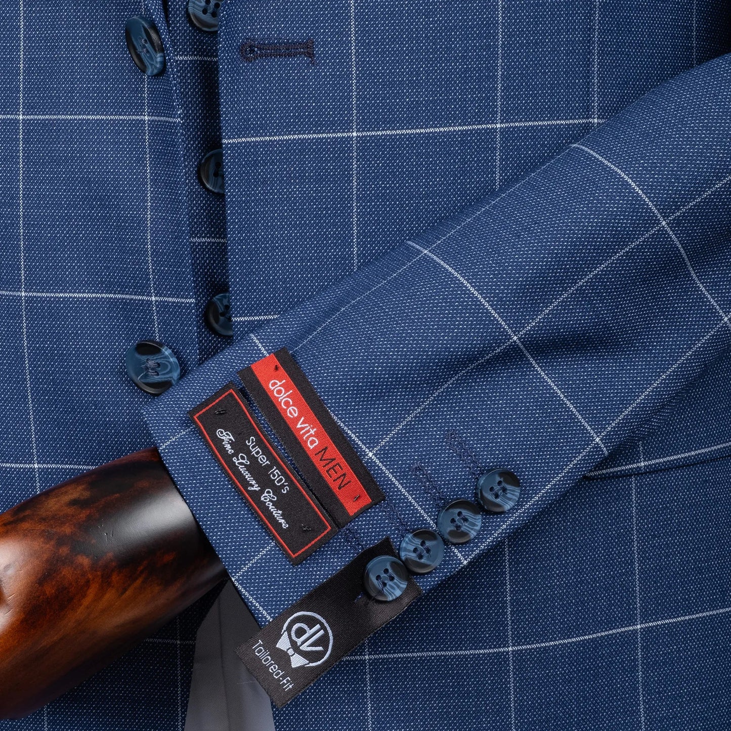 Roland | French Blue Windowpane 3-Piece Tailored-Fit Suit