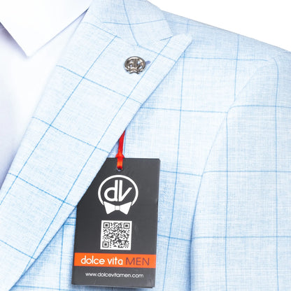 Roland | Light Blue Windowpane 3-Piece Tailored-Fit Suit