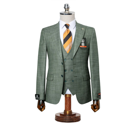 Vincenzo | Hunter Green 3-Piece Tailored-Fit Suit