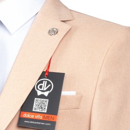 Maximo | Beige Twill 3-Piece Tailored-Fit suit