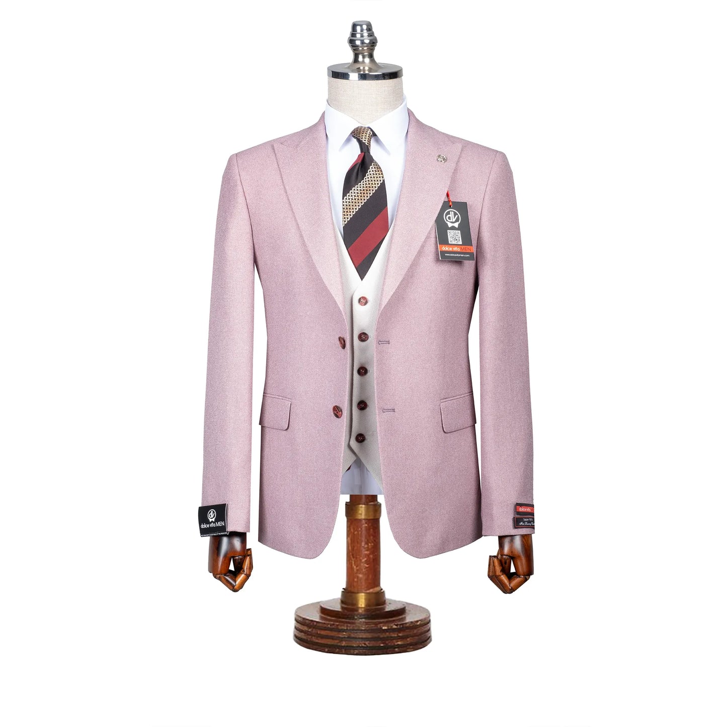 Isaac | Dusty Rose  3-Piece Tailored-Fit Suit