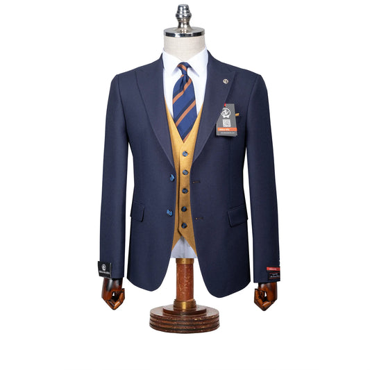 Isaac | Navy Blue 3-Piece Tailored-Fit Suit