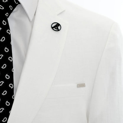 White Tailored-Fit Linen Suit
