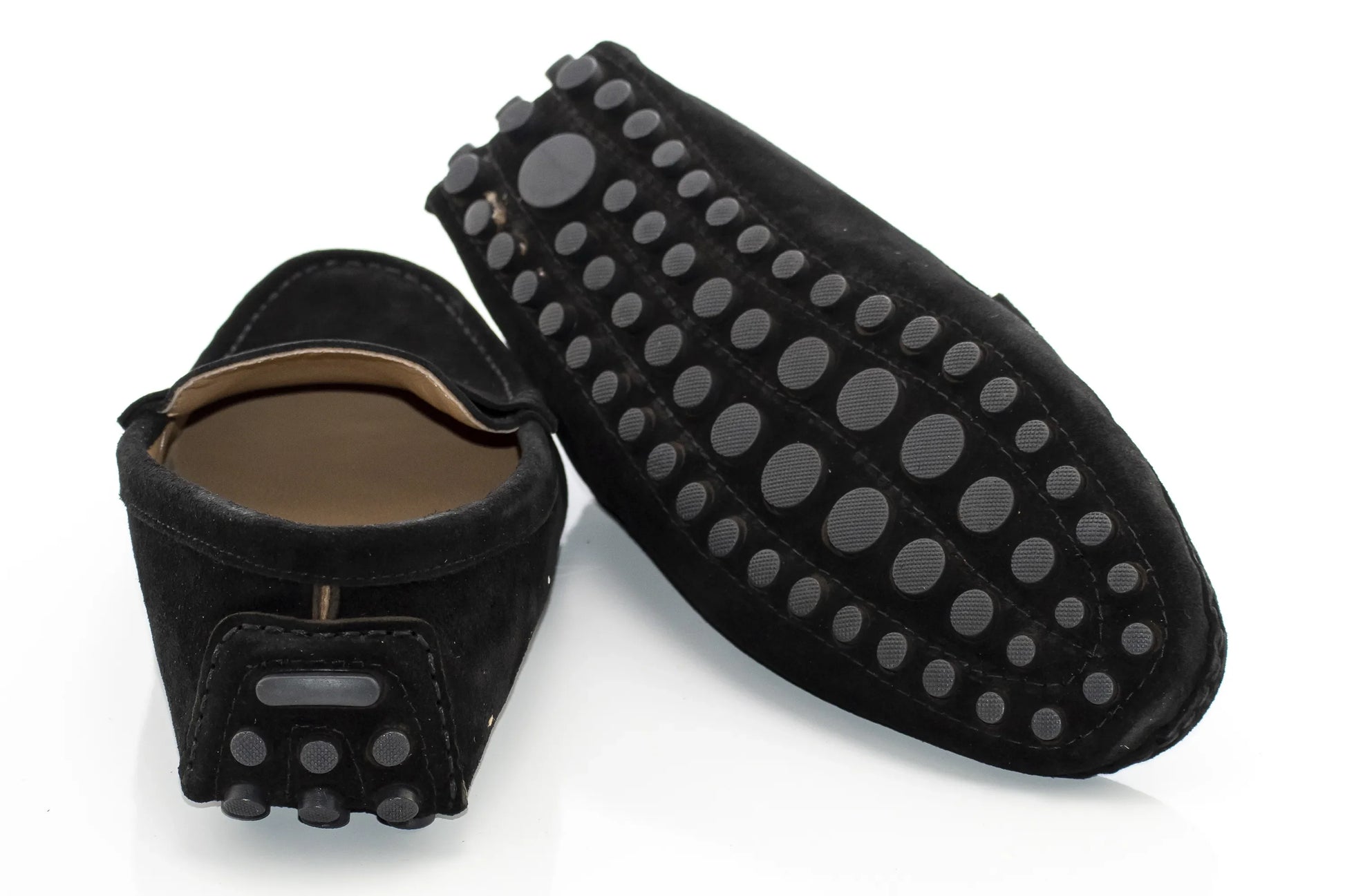 Black Suede Penny Loafer - Back, Sole