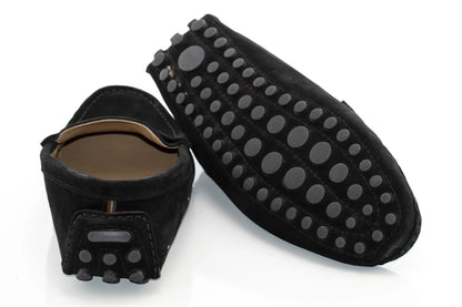 Black Suede Penny Loafer - Back, Sole