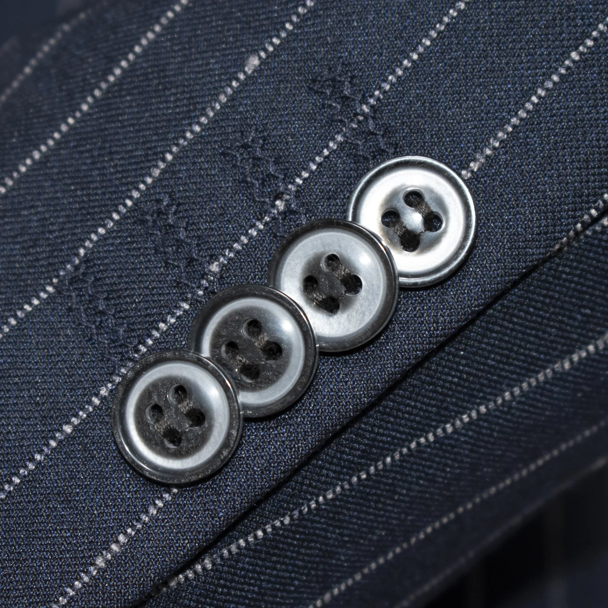 Men's Navy Blue 2-Piece Double-Breasted 6-Button Suit With Pinstripes
