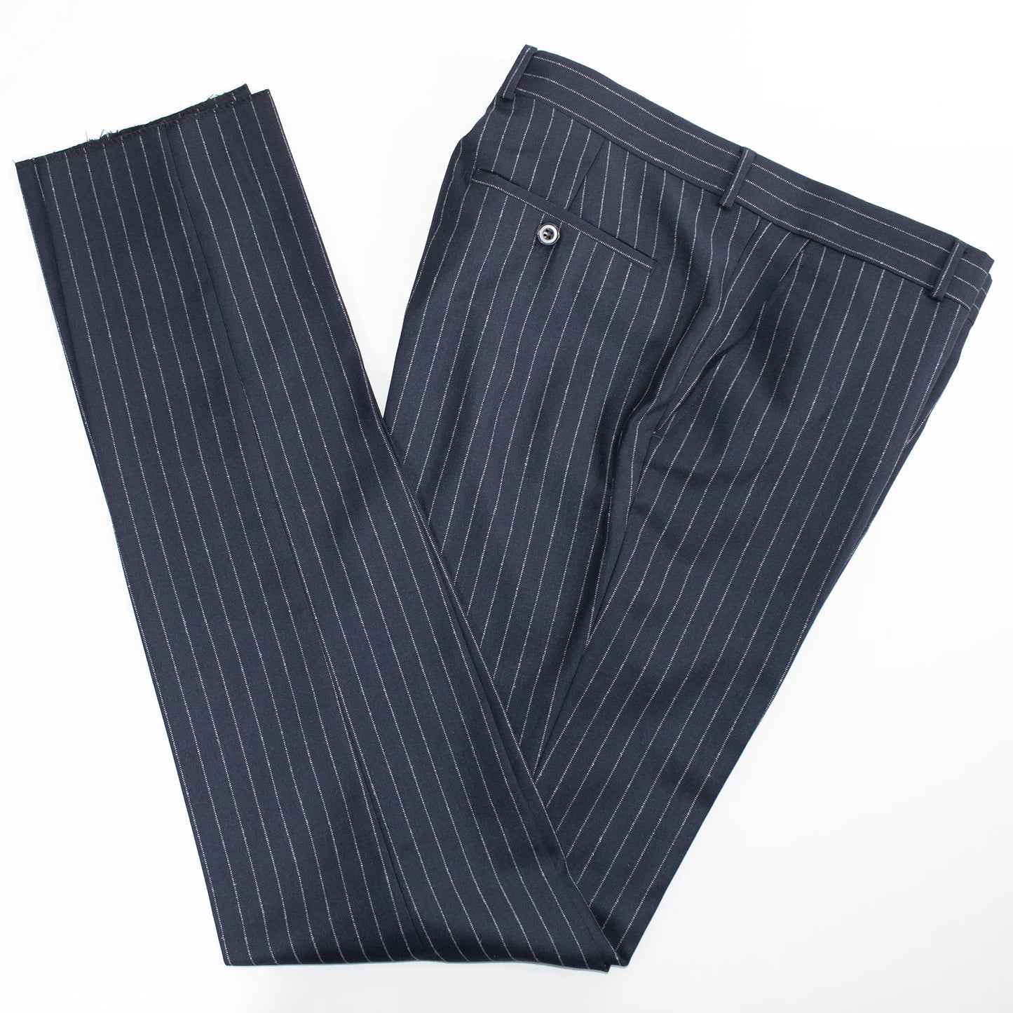 Men's Navy Blue 2-Piece Double-Breasted 6-Button Suit With Pinstripes