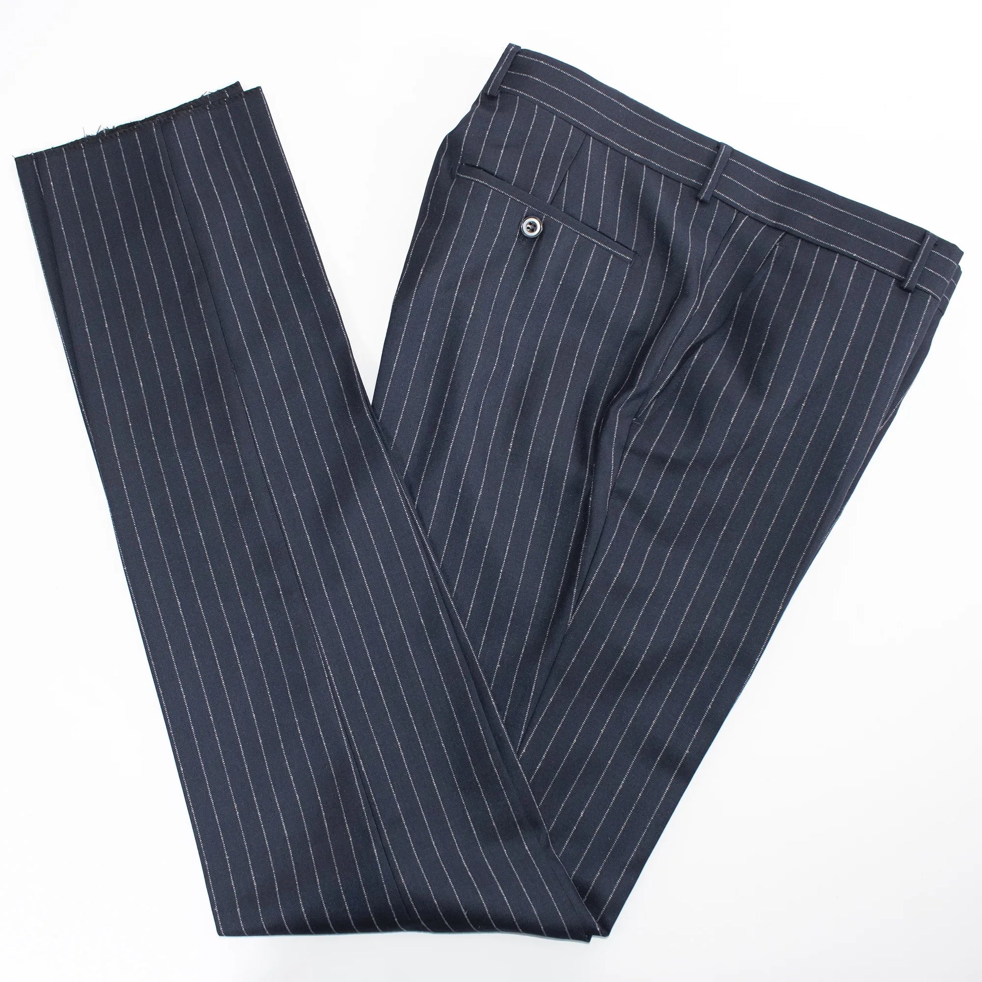 Men's Navy Blue 2-Piece Double-Breasted 6-Button Suit With Pinstripes