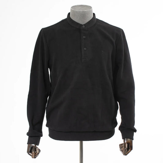 Black Quarter-Button Mockneck Sweatshirt