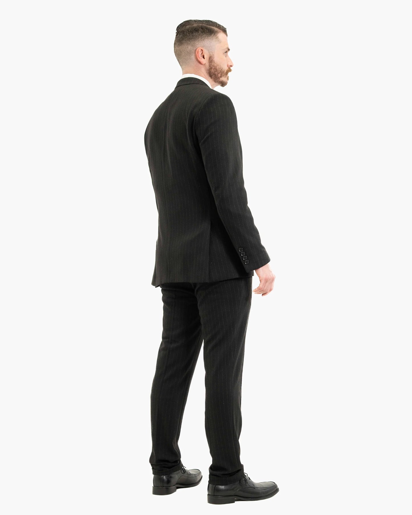 Black Pinstripe 3-Piece Tailored-Fit Suit