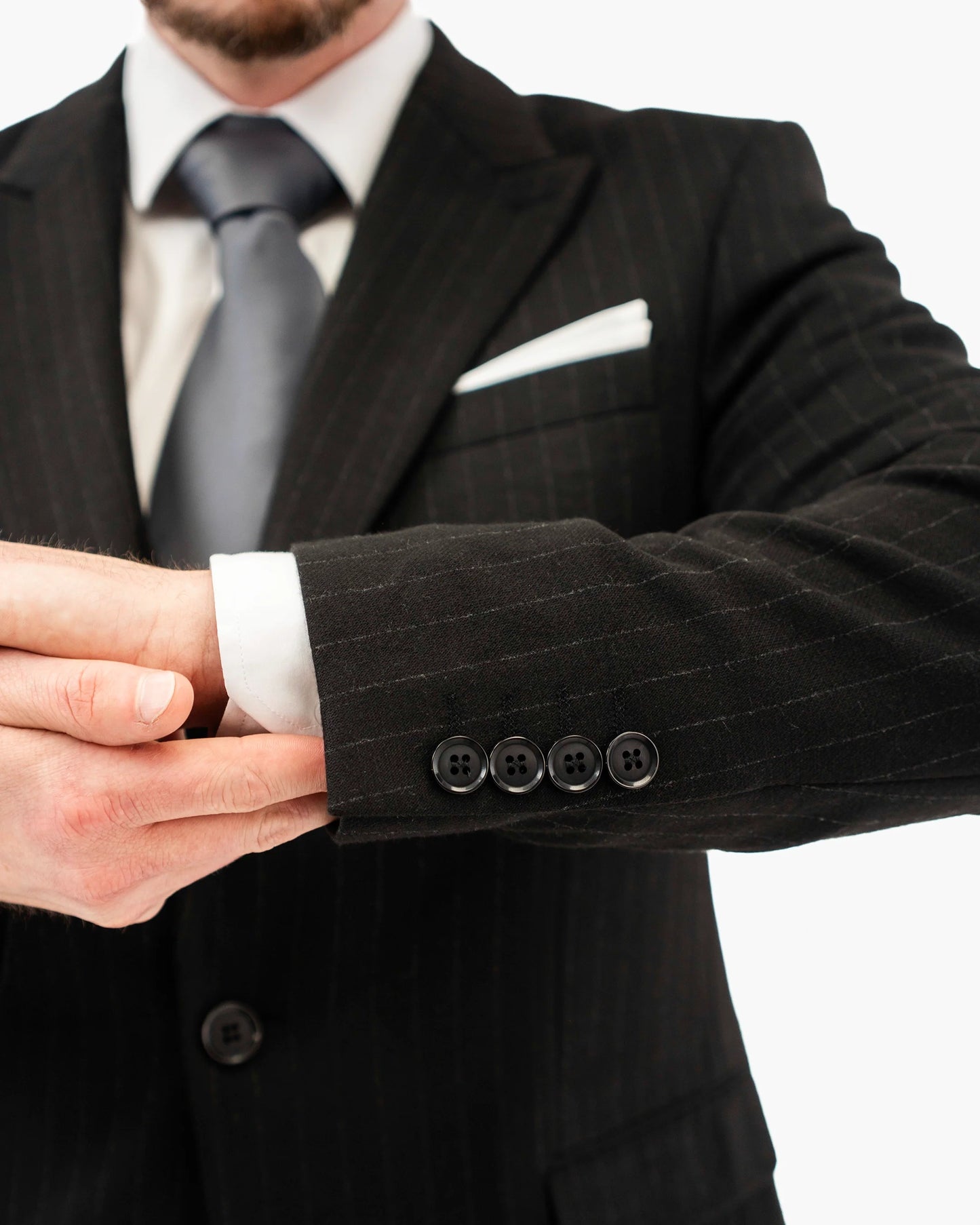 Black Pinstripe 3-Piece Tailored-Fit Suit