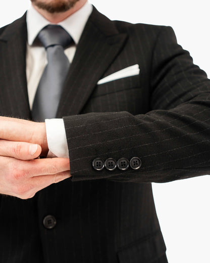 Black Pinstripe 3-Piece Tailored-Fit Suit