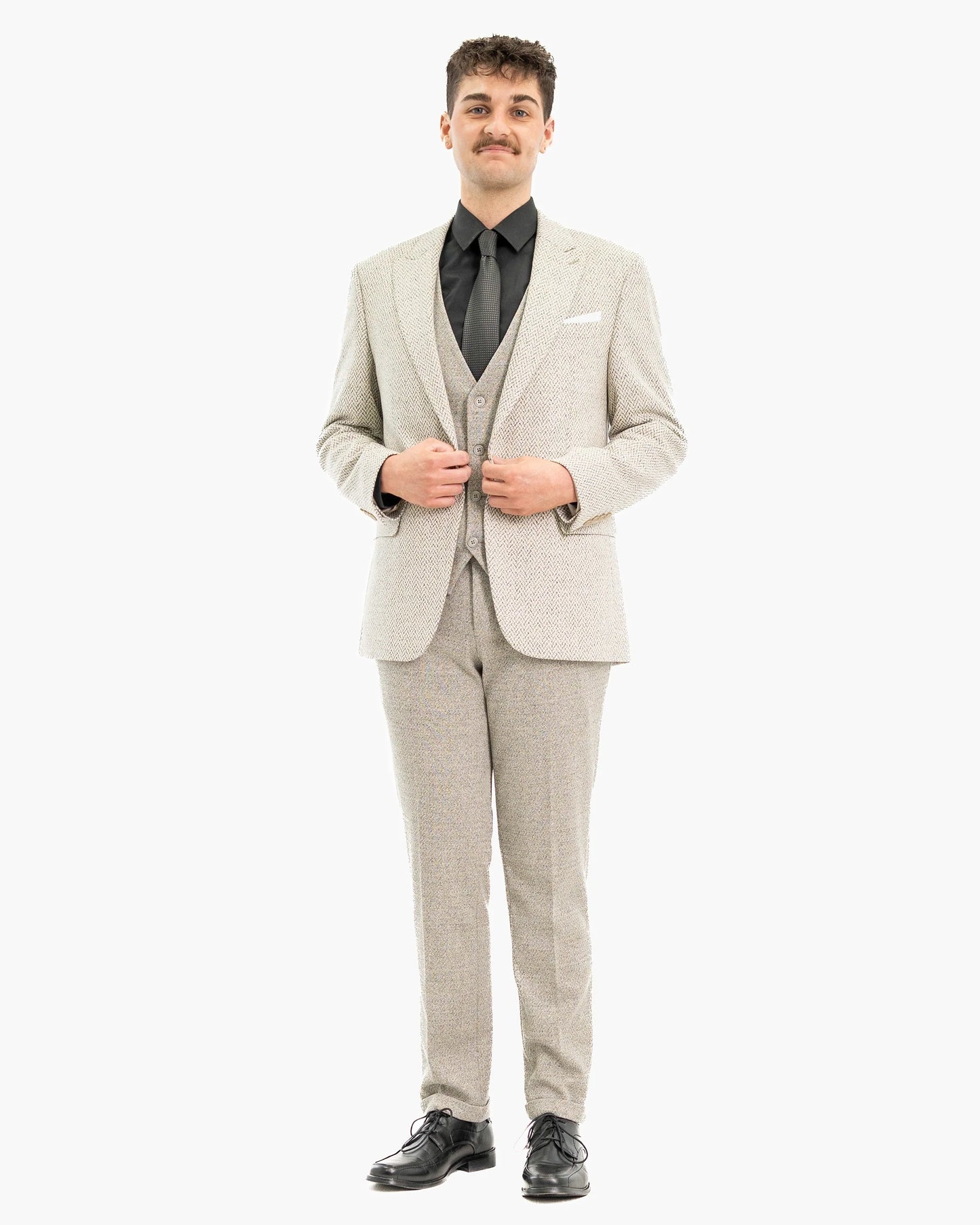 Knit Wool 3-Piece Tailored-Fit Suit