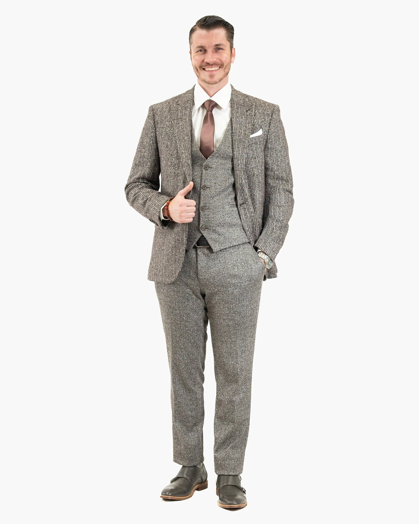 Knit Wool 3-Piece Tailored-Fit Suit
