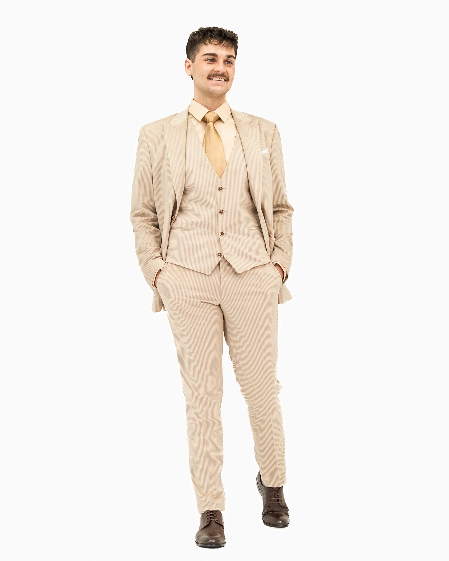 Corduroy 3-Piece Tailored-Fit Suit