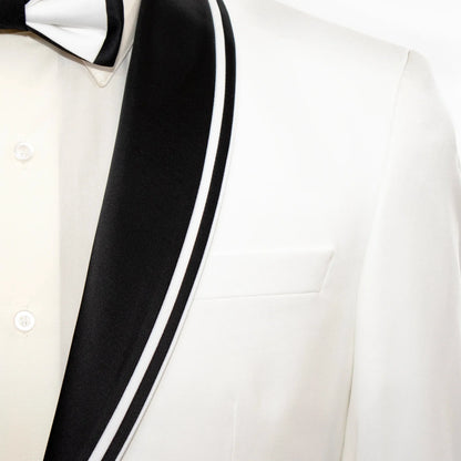 Off White Contrast 3-Piece Slim-Fit Tuxedo