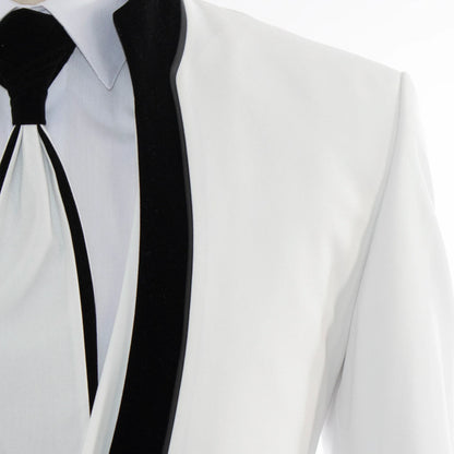 White 3-Piece Slim-Fit Tuxedo With No Lapels