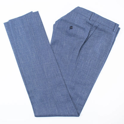 French Blue and Gold Window Pane Slim-Fit 3-Piece Suit