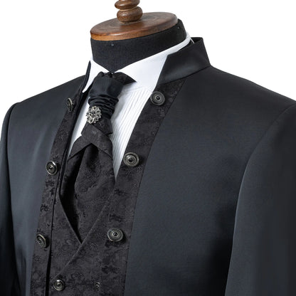 Alistair | Black Floral 3-Piece Slim-Fit Western Tuxedo