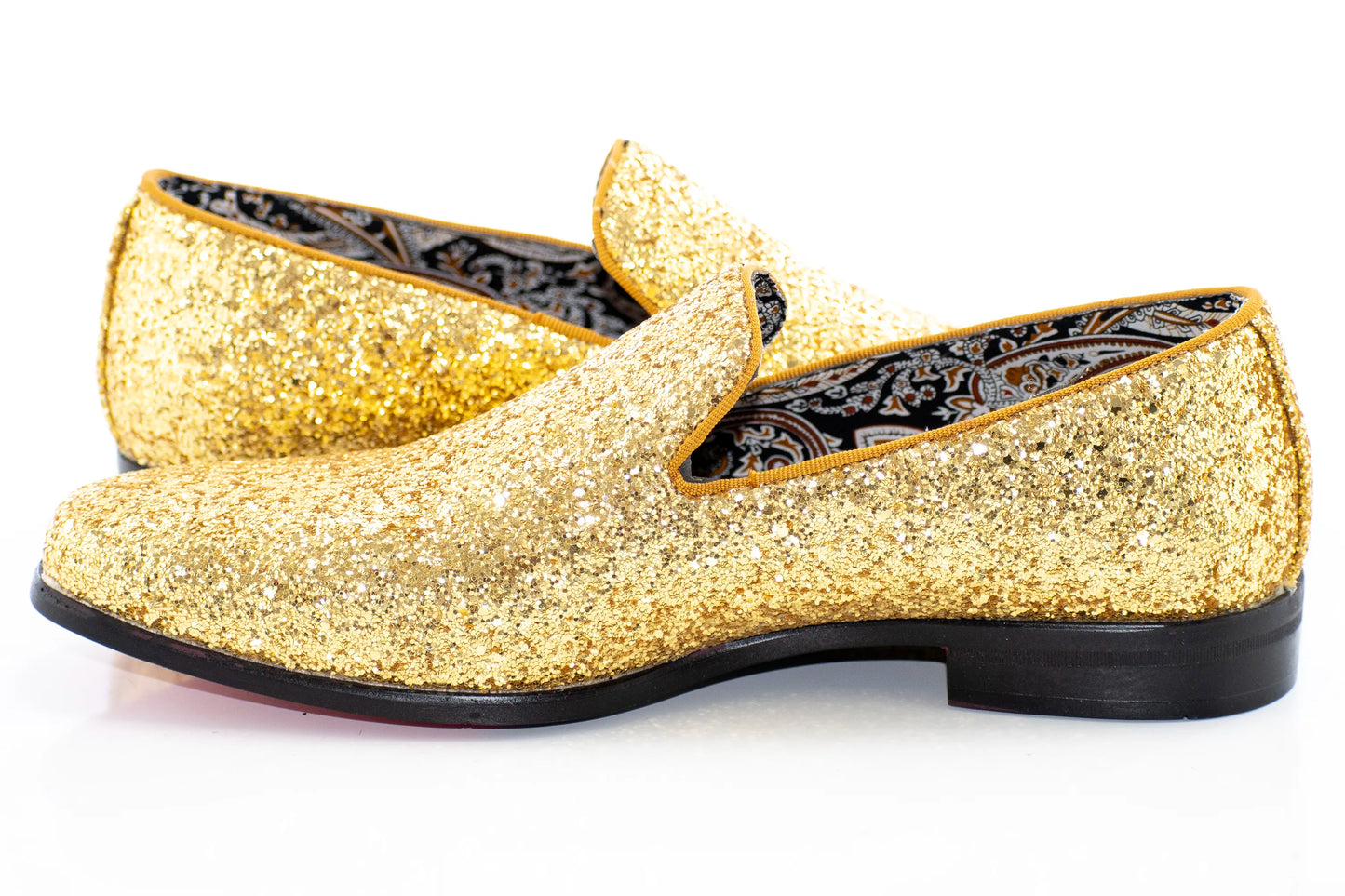 Gold Glitter Smoking Loafer