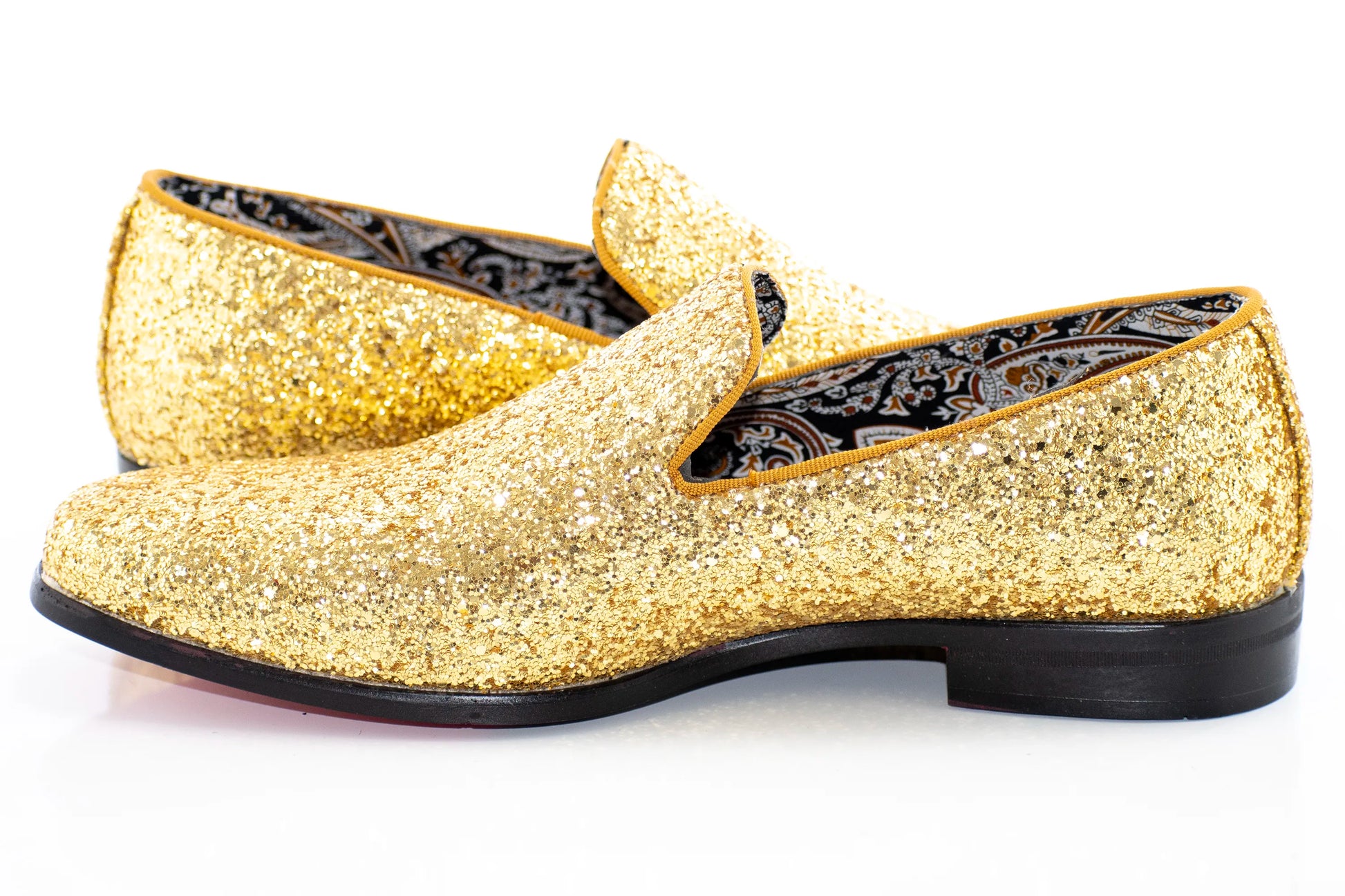 Gold Glitter Smoking Loafer
