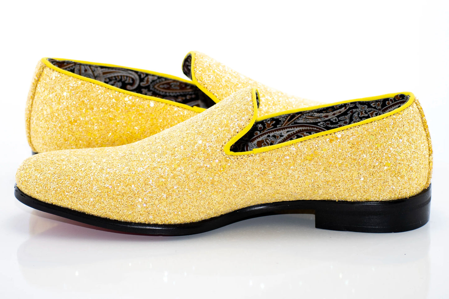 Yellow Glitter Smoking Loafer