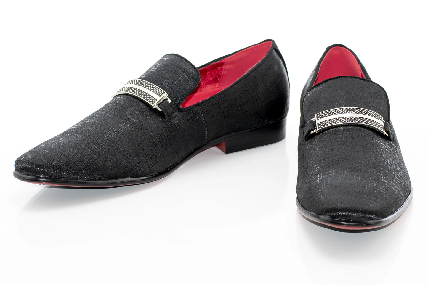 Black Textured Loafer With Rectangular Bit